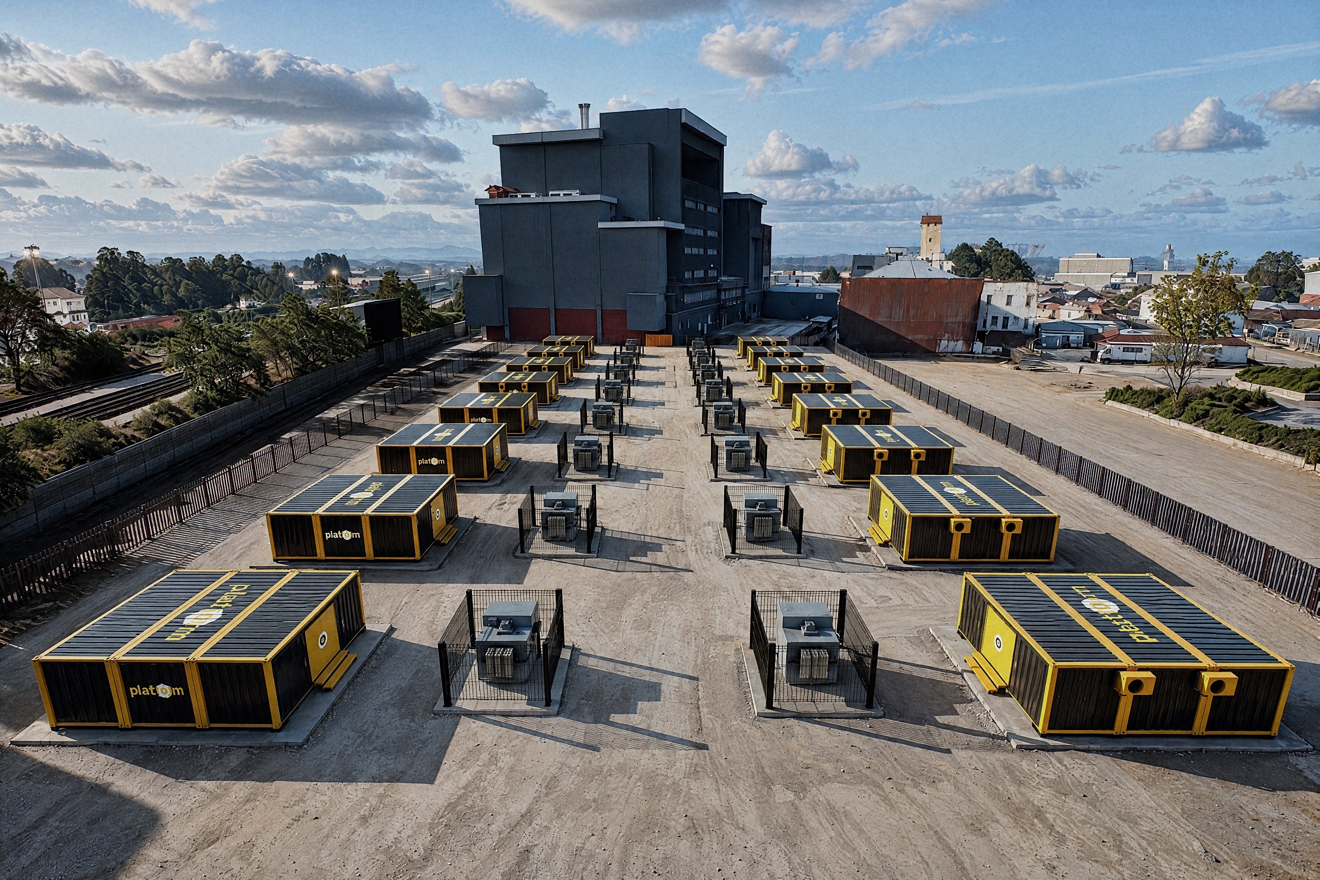 PlatformDC modular data centres in a yard in the United Kingdom